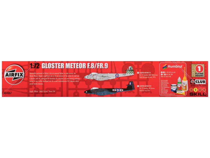 Level 2 Model Kit Gloster Meteor F.8/FR.9 Fighter Aircraft with 2 Scheme Options 1/72 Plastic Model Kit by Airfix image 2