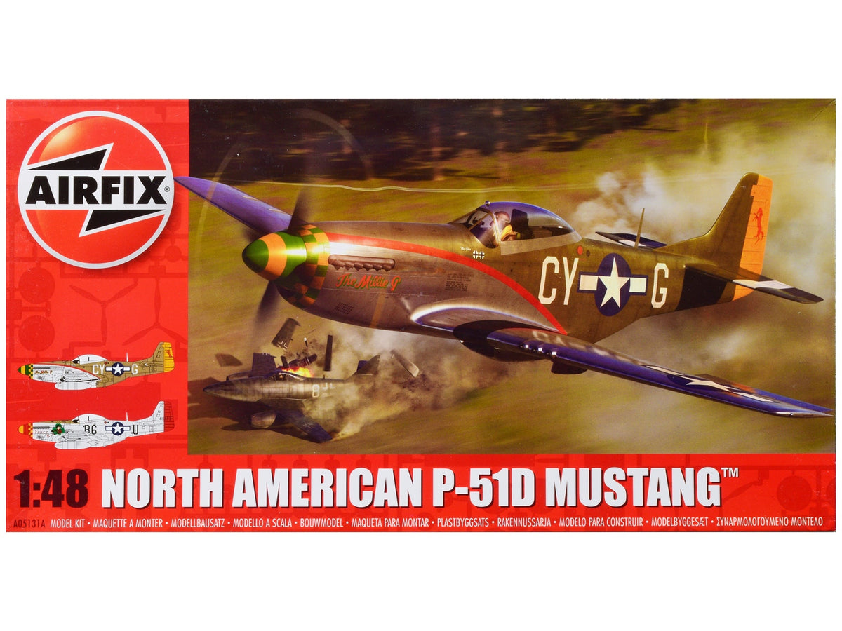 Level 2 Model Kit North American P-51D Mustang Fighter Aircraft with 2 Scheme Options 1/48 Plastic Model Kit by Airfix image 4