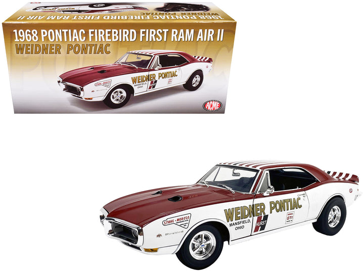 1968 Pontiac Firebird "First Ram Air II - Weidner Pontiac" White and Red with Stripes Limited Edition to 306 pieces Worldwide 1/18 Diecast Model Car by ACME image 2