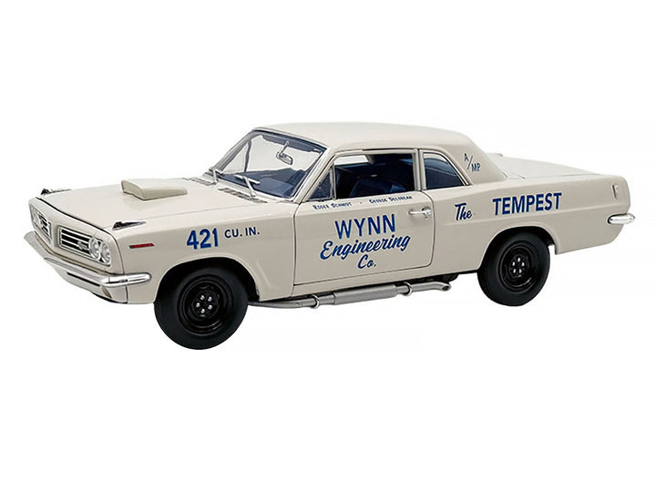 1963 Pontiac Tempest Super Duty "Wynn Engineering Co." White with Blue Interior Limited Edition to 315 pieces Worldwide 1/18 Diecast Model Car by ACME image 2