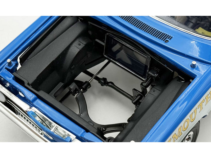 1966 Plymouth Barracuda "Hemi Hustler" Blue with White Stripes Limited Edition to 374 pieces Worldwide 1/18 Diecast Model Car by ACME image 2