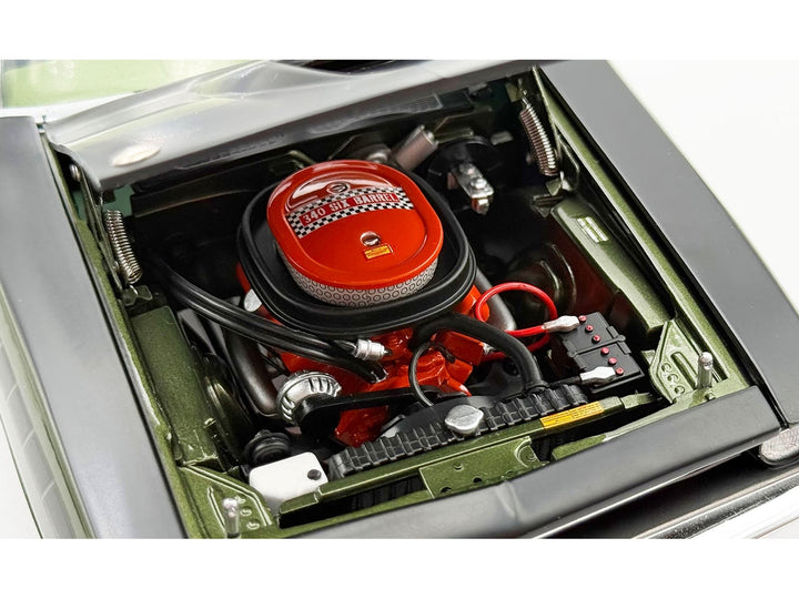 1970 Plymouth AAR Cuda Ivy Green Metallic with Black Stripes and Black Vinyl Top with Green Interior Limited Edition to 448 pieces Worldwide 1/18 Diecast Model Car by ACME image 2
