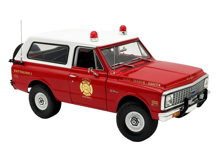 1972 Chevrolet Blazer K/5 "The Chief - Winder Fire Department Georgia Battalion 1" Red with White Top Limited Edition to 246 pieces Worldwide 1/18 Diecast Model Car by ACME image 2