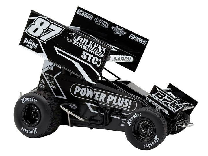Winged Sprint Car #87 Aaron Reutzel "Power Plus" Black (2026) 1/18 Diecast Model Car by ACME image 2