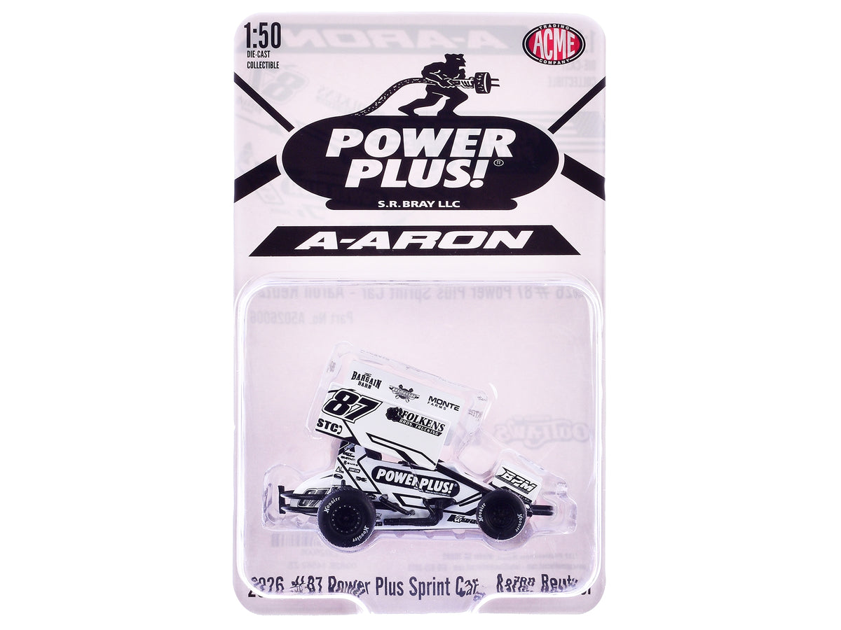 Winged Sprint Car #87 Aaron Reutzel "Power Plus" White (2026) 1/50 Diecast Model Car by ACME