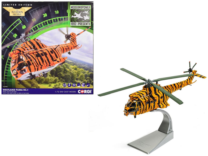 Westland Puma HC-1 Helicopter "No. 230 Squadron NATO Tiger Meet livery RIAT" (2005) Royal Air Force "The Aviation Archive" Series 1/72 Diecast Model by Corgi