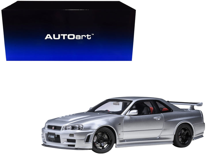 Nissan Nismo R34 GT-R Z-TUNE RHD (Right Hand Drive) Silver Metallic 1/18 Model Car by Autoart image 2