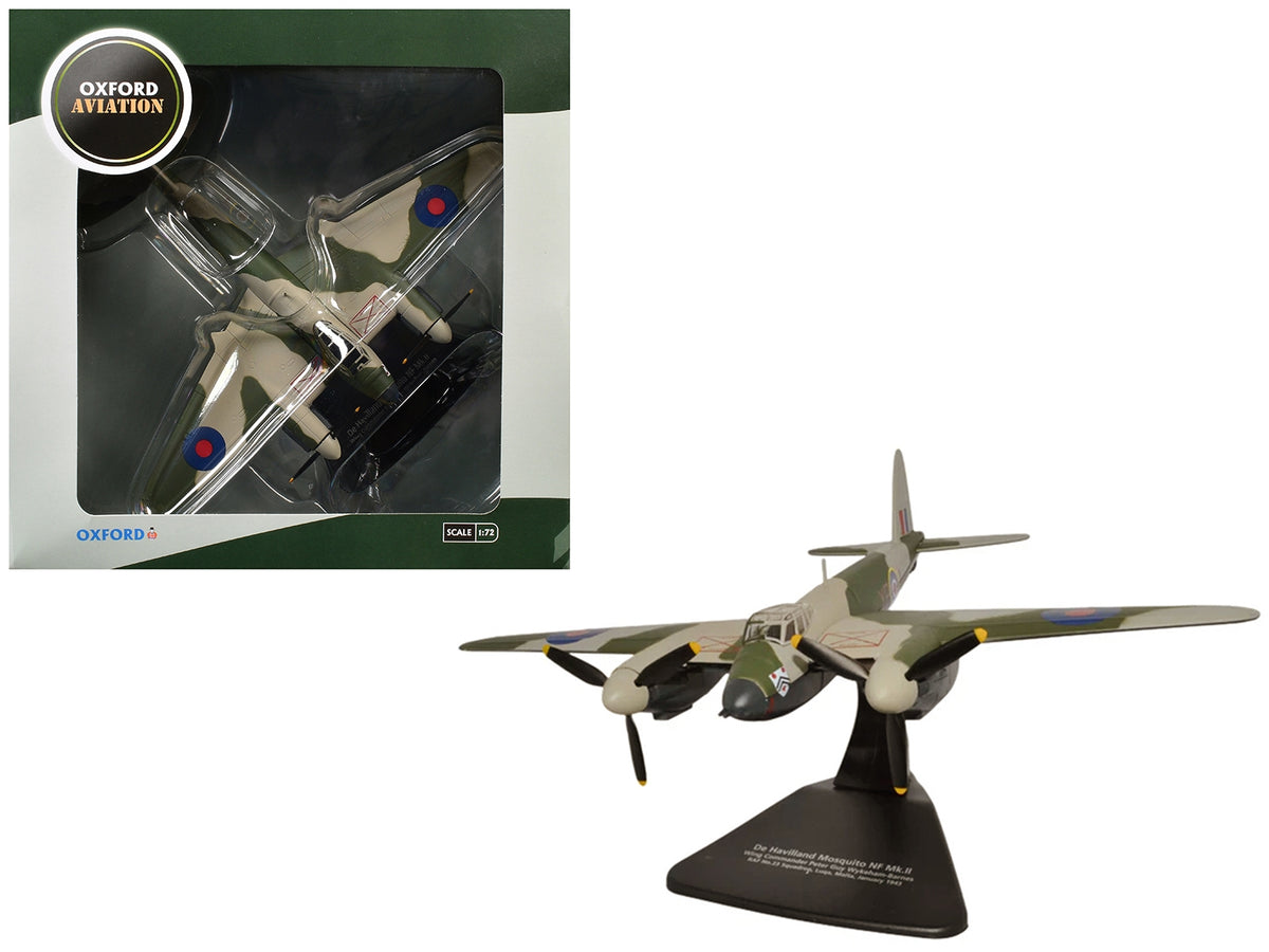 De Havilland Mosquito NF MKII Aircraft "Wing Commander Peter G. Wykeham-Barnes No. 23 Squadron Luqa Malta" (1943) Royal Air Force "Oxford Aviation" Series 1/72 Diecast Model Airplane by Oxford Diecast