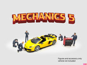 "Mechanics #5" 6 piece Diecast Figure Set (5 Figures 1 Tool Cabinet) Limited Edition for 1/64 Scale Models by American Diorama image 2