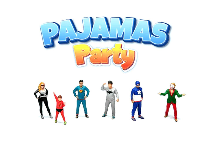 "Pajamas Party" 6 piece Diecast Figure Set (6 Figures) Limited Edition for 1/64 Scale Models by American Diorama image 2