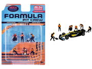 "Formula Pit Crew - Team Orange" 6 piece Diecast Figure Set (6 Figures) Limited Edition for 1/64 Scale Models by American Diorama