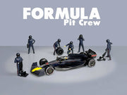 "Formula Pit Crew - Team Blue" 6 piece Diecast Figure Set (6 Figures) Limited Edition for 1/64 Scale Models by American Diorama image 4
