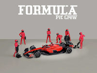 "Formula Pit Crew - Team Red" 6 piece Diecast Figure Set (6 Figures) Limited Edition for 1/64 Scale Models by American Diorama image 4