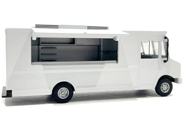 Food Truck Plain White with Graphics 1/64 Diecast Model by American Diorama