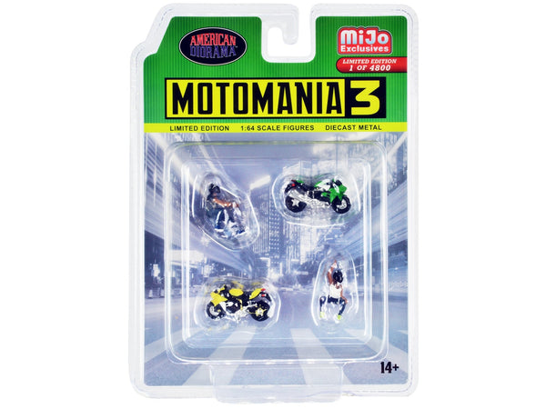 American Diorama Motomania 3 two figures two motorcycles 1:64 AD-76499MJ, product image 1