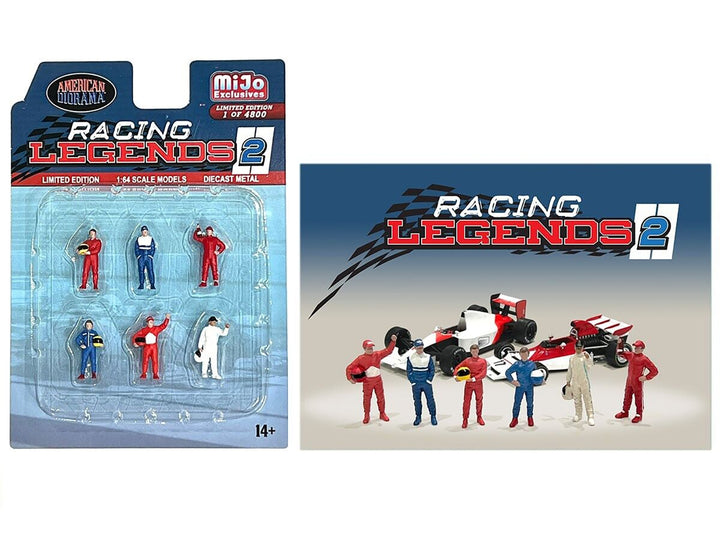 "Racing Legends 2" 6 piece Diecast Set (6 Driver Figures) Limited Edition to 4800 pieces Worldwide for 1/64 Scale Models by American Diorama image 2