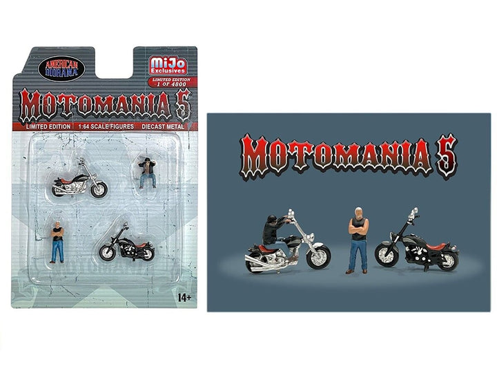 "Motomania 5" 4 piece Diecast Set (2 Figures and 2 Motorcycles) Limited Edition to 4800 pieces Worldwide for 1/64 Scale Models by American Diorama image 2