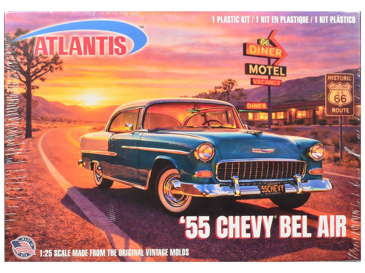 Skill 3 Model Kit 1955 Chevrolet Bel Air Hardtop "Route 66" 1/25 Scale Model by Atlantis