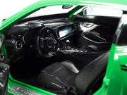 2017 Chevrolet Nickey Camaro SS 1LE Krypton Green with Matt Black Hood and Black Stripes 1/18 Diecast Model Car by Auto World image 2