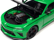 2017 Chevrolet Nickey Camaro SS 1LE Krypton Green with Matt Black Hood and Black Stripes 1/18 Diecast Model Car by Auto World image 4