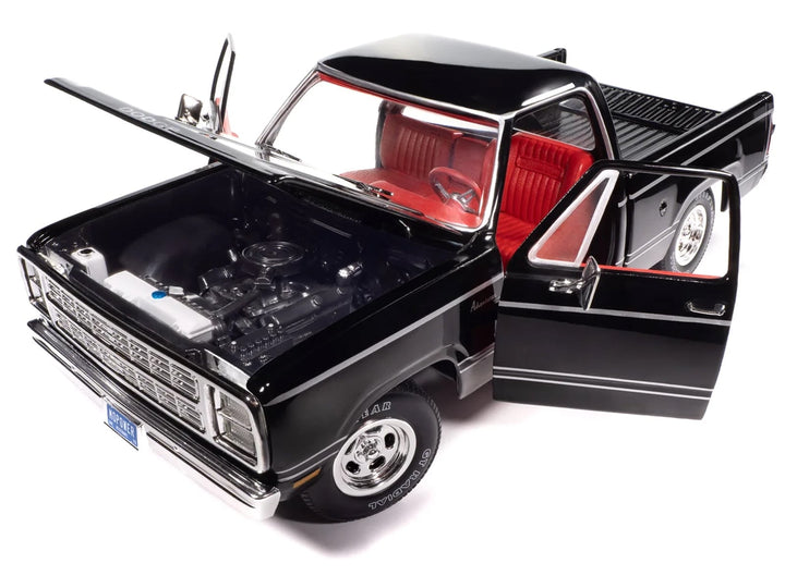 1979 Dodge Adventurer Sweptline Pickup Truck Black with Red Interior "American Muscle" Series 1/18 Diecast Model Car by Auto World image 2