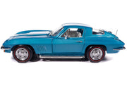 1967 Chevrolet Corvette Stingray Light Blue Metallic with White Hood Stripe "American Muscle" Series 1/18 Diecast Model Car by Auto World image 4