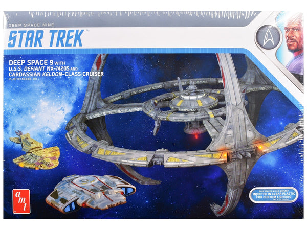 AMT Deep Space 9 station with USS Defiant and Cardassian Keldon-class cruiser, 1:3300 kit AMT1245
