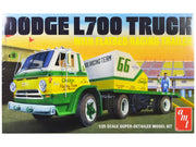 Skill 3 Model Kit 1966 Dodge L700 Truck with Flatbed Racing Trailer 1/25 Scale Model by AMT image 4