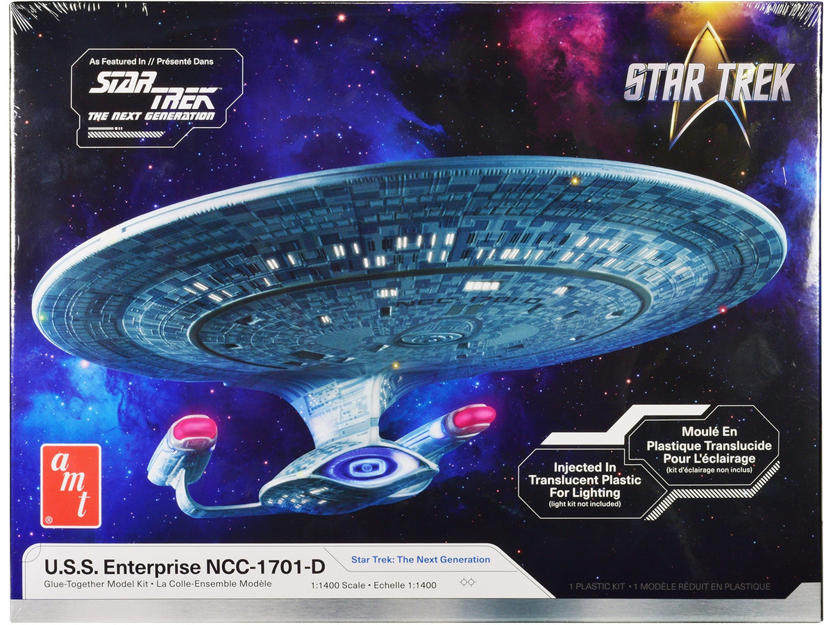 Skill 2 Model Kit U.S.S. Enterprise NCC-1701-D Space Ship "Star Trek: The Next Generation" (1987-1994) TV Series 1/1400 Scale Model by AMT image 3
