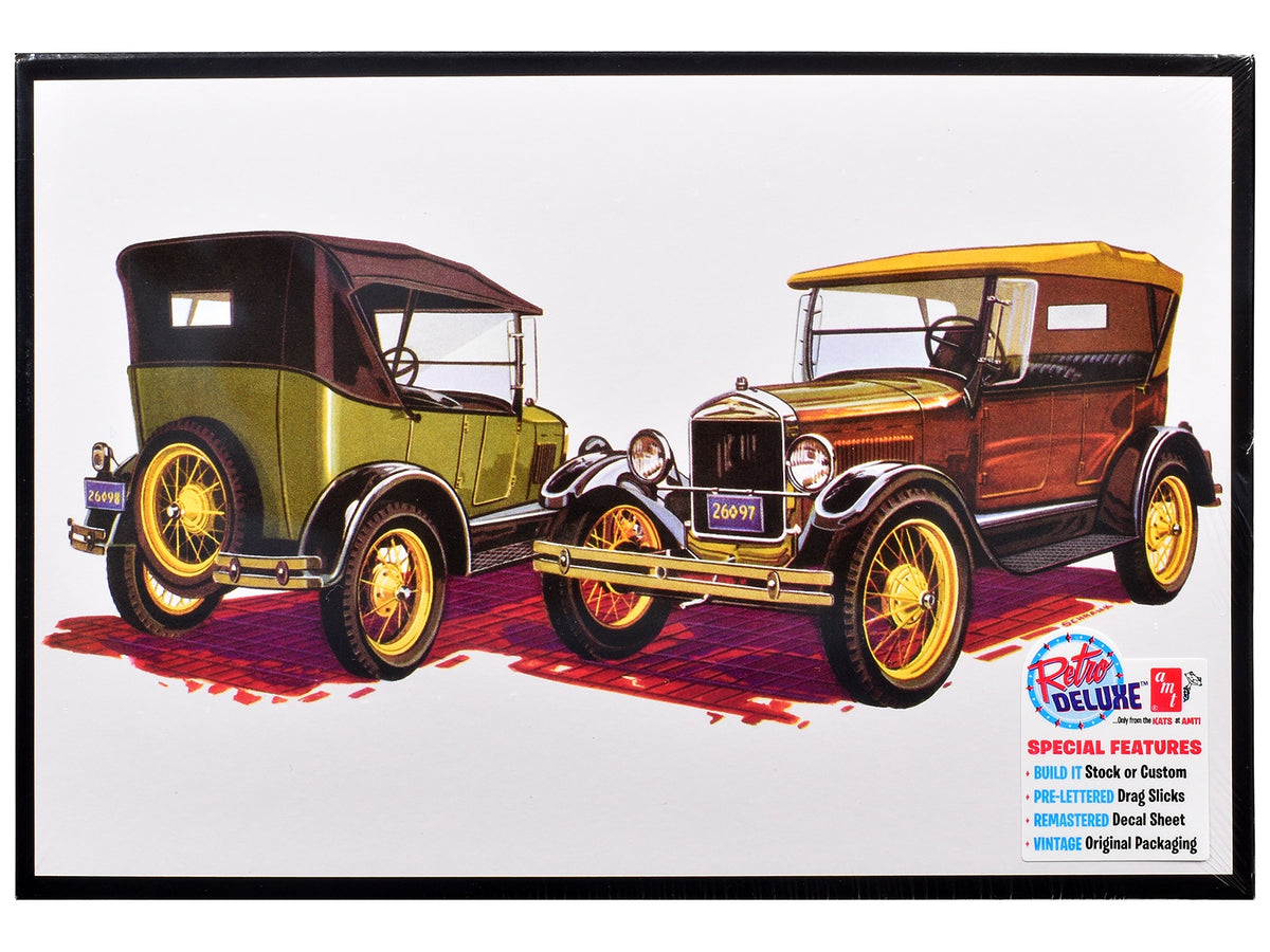 Skill 2 Model Kit 1927 Ford Model T Touring 2 in 1 Kit 1/25 Scale Model by AMT