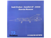 Saab S35 Draken Fighter Aircraft "59 F 11 Wing Skavsta Museum" (1979) Swedish Air Force 1/72 Diecast Model Airplane by Aviation 72 image 3
