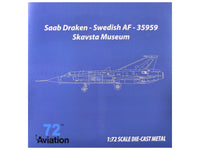 Saab S35 Draken Fighter Aircraft "59 F 11 Wing Skavsta Museum" (1979) Swedish Air Force 1/72 Diecast Model Airplane by Aviation 72 image 3