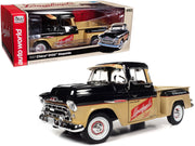 1957 Chevrolet 3100 Stepside Pickup Truck Black and Tan with Graphics "Leinenkugle's Beer The Pride of Chippewa Falls" 1/18 Diecast Model by Auto World image 5