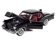 1957 Studebaker Golden Hawk Midnight Black with Red Interior 1/18 Diecast Model by Auto World image 2