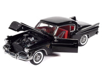 1957 Studebaker Golden Hawk Midnight Black with Red Interior 1/18 Diecast Model by Auto World image 2