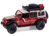 2018 Jeep Wrangler JK Unlimited Sport "Firestone Field Agent" Red with Graphics and Gray Top with Roof Rack "Big Country Collectibles" 2025 Series 1/64 Diecast Model Car by Auto World image 2