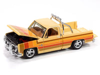 1981 Chevrolet Silverado Fleetside Pickup Truck Cream with Stripes "Hobby Exclusive" Series 1/64 Diecast Model Car by Auto World image 2