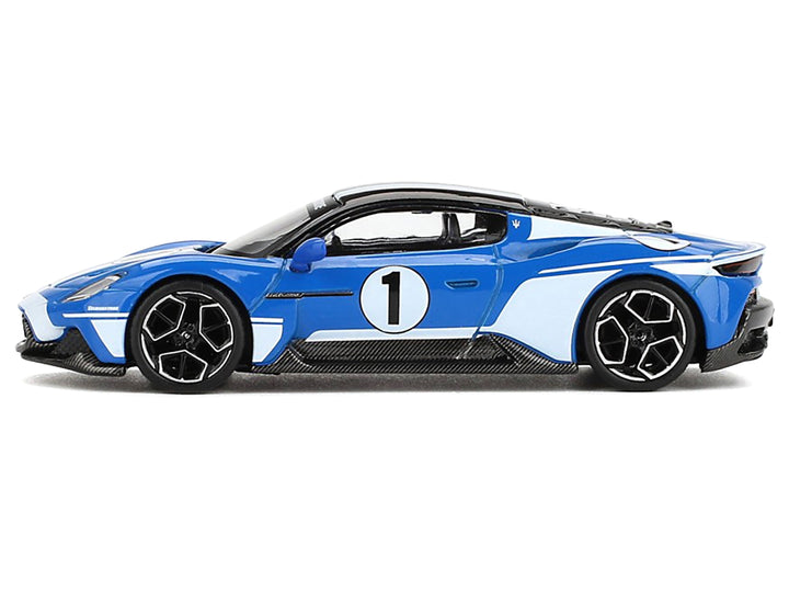 Maserati MC20 #1 Blue with White Stripes and Black Top "Maserati Performance Experience" 1/64 Diecast Model Car by BBR image 2