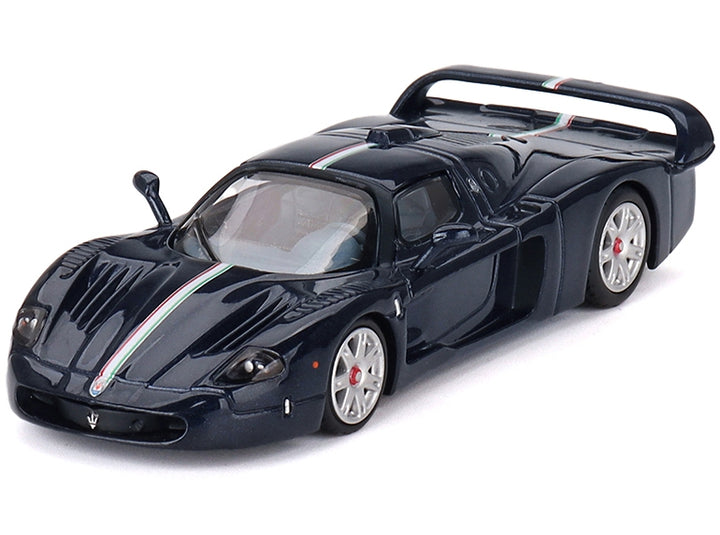 Maserati MC12 Stradale Blue Metallic with White Stripe 1/64 Diecast Model Car by BBR image 2