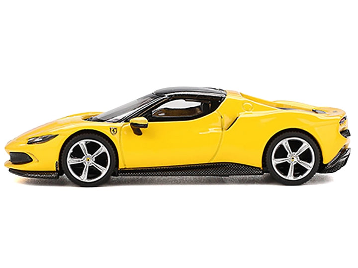 Ferrari 296 GTB Giallo Modena Yellow with Black Top 1/64 Diecast Model Car by BBR image 2