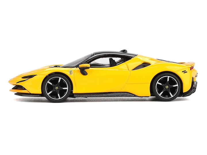 Ferrari SF90 Giallo Modena Yellow with Black Top 1/64 Diecast Model Car by BBR image 2