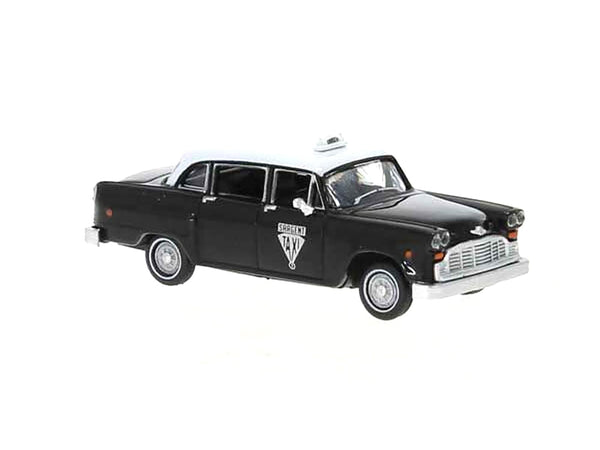 1974 Checker Cab Black and White "Winnipeg" 1/87 (HO) Scale Model Car by Brekina
