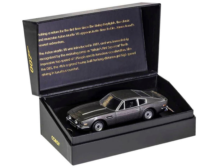 Aston Martin V8 RHD (Right Hand Drive) Black Metallic James Bond 007 "No Time To Die" (2021) Movie Diecast Model Car by Corgi image 2