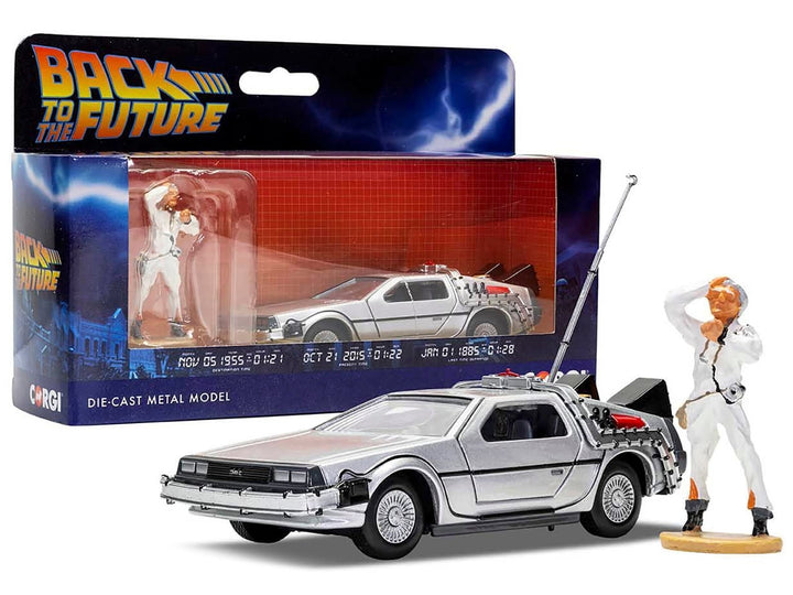 DMC DeLorean Time Machine with Doc Brown Figure "Back to the Future" (1985) Movie Diecast Model Car by Corgi image 2