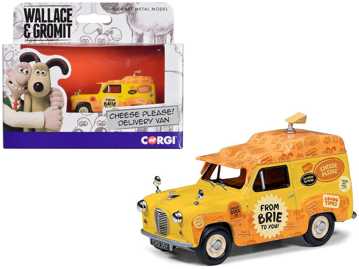 Austin A35 Van RHD (Right Hand Drive) Yellow "Cheese Please" "Wallace & Gromit" Diecast Model Car by Corgi image 2