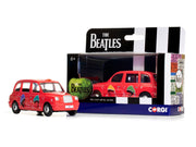 The Beatles London Taxi RHD (Right Hand Drive) "Christmas Taxi" Red with Graphics Diecast Model by Corgi image 4