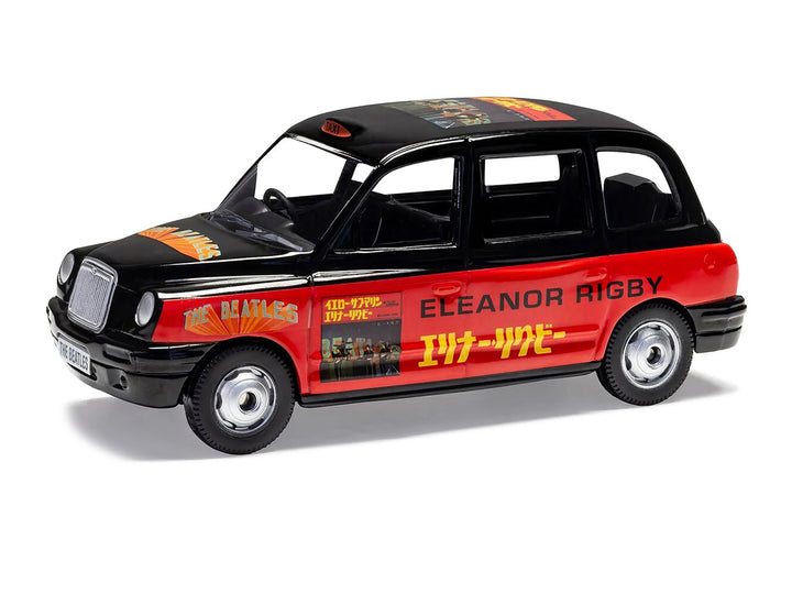 The Beatles London Taxi RHD (Right Hand Drive) "Eleanor Rigby - Yellow Submarine" Black and Red with Graphics Diecast Model by Corgi image 2