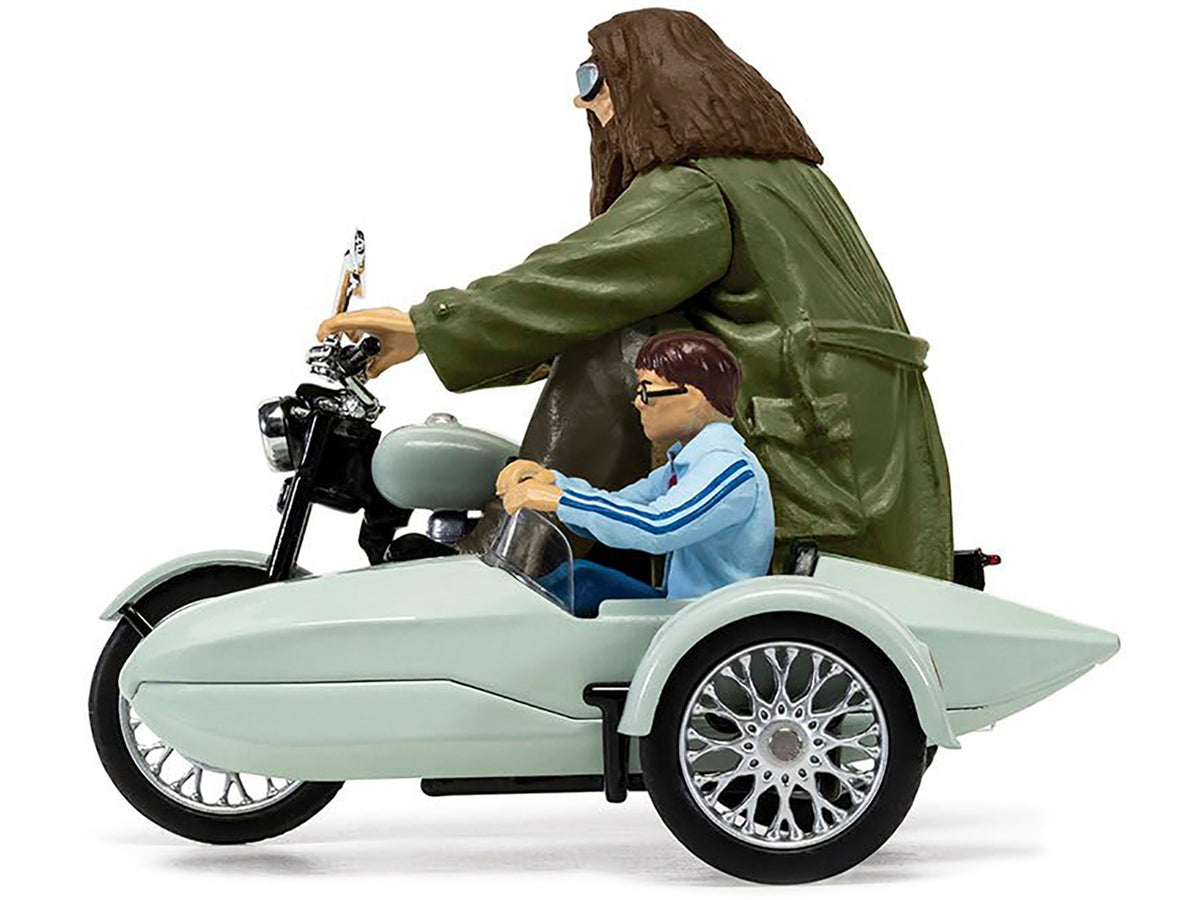 Motorcycle and Sidecar Light Green with Harry and Hagrid Figures "Harry Potter and the Deathly Hallows Part 1" (2010) Movie Diecast Motorcycle Model by Corgi