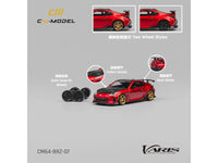 Subaru BRZ Varis Arising-1 RHD (Right Hand Drive) Red Metallic with Carbon Hood and Top and Extra Wheels 1/64 Diecast Model Car by CM Model image 4
