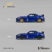 Subaru BRZ Varis Arising-1 RHD (Right Hand Drive) Blue Metallic with Carbon Hood and Top and Extra Wheels 1/64 Diecast Model Car by CM Models image 4